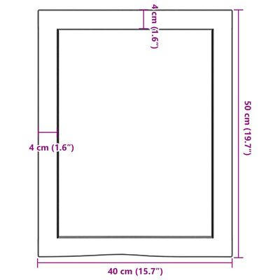 vidaXL Benkeplate til bad mørkebrun 40x50x(2-4) cm behandlet heltre