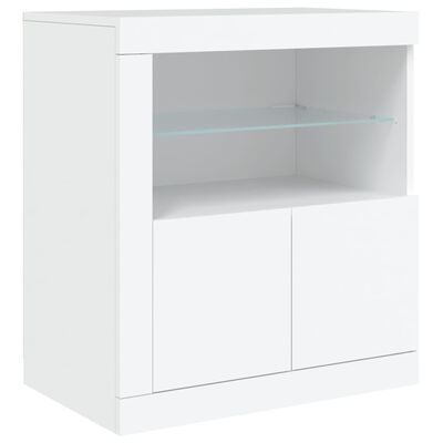 vidaXL Skjenk med LED-lys hvit 202x37x67 cm