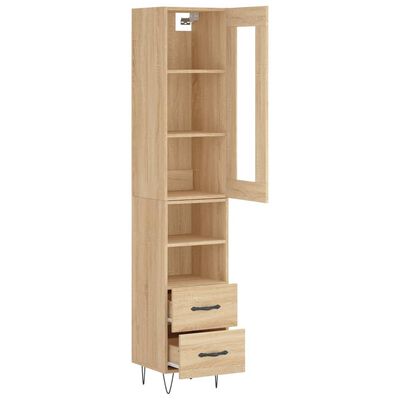 vidaXL Highboard sonoma eik 34,5x34x180 cm konstruert tre