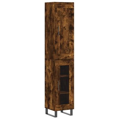 vidaXL Highboard røkt eik 34,5x34x180 cm konstruert tre