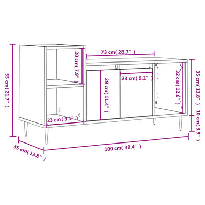 vidaXL TV-benk grå sonoma 100x35x55 cm konstruert tre