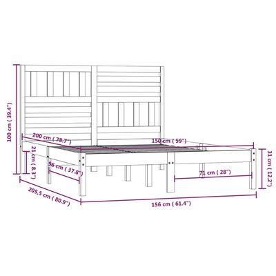 vidaXL Sengeramme uten madrass hvit 150x200 cm heltre furu