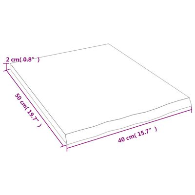 vidaXL Benkeplate til bad lysebrun 40x50x2 cm behandlet heltre