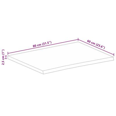 vidaXL Bordplate 80x60x2,5 cm naturlig kant heltre mango