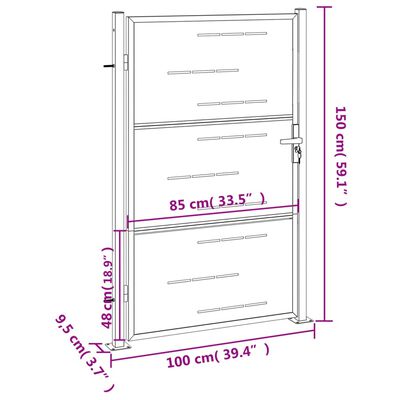 vidaXL Hageport 100x150 cm rustfritt stål