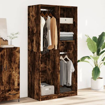 vidaXL Garderobe røkt eik 100x50x200 cm konstruert tre