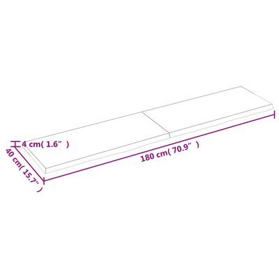 vidaXL Benkeplate til bad mørkebrun 180x40x(2-4) cm behandlet heltre