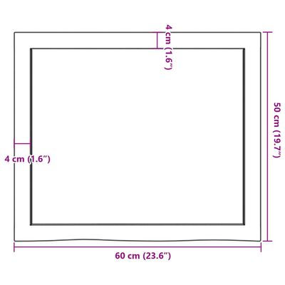 vidaXL Bordplate lysebrun 60x50x(2-6) cm behandlet heltre eik