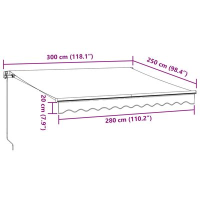 vidaXL Manuell uttrekkbar markise brun 300x250 cm