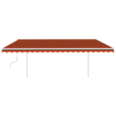 vidaXL Manuell uttrekkbar markise med stolper 5x3,5 m oransje og brun
