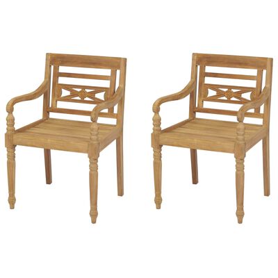 vidaXL Bataviastoler 2 stk heltre teak