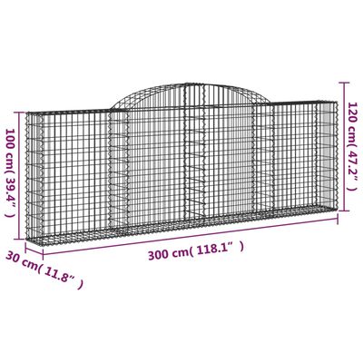 vidaXL Gabionkurver buede 13 stk 300x30x100/120 cm galvanisert jern