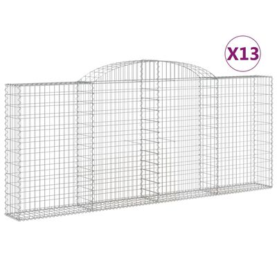 vidaXL Gabionkurver buede 13 stk 300x30x120/140 cm galvanisert jern