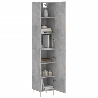 vidaXL Highboard betonggrå 34,5x34x180 cm konstruert tre