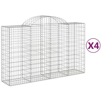 vidaXL Gabionkurver buede 4 stk 200x50x120/140 cm galvanisert jern