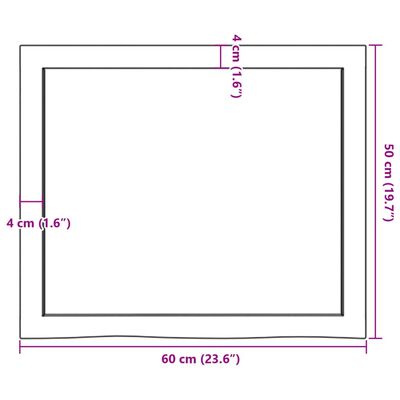 vidaXL Benkeplate til bad mørkebrun 60x50x(2-6) cm behandlet heltre