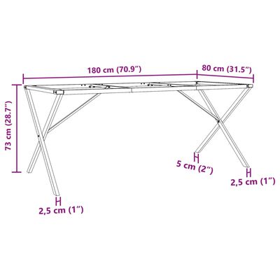 vidaXL Ben for spisebord X-ramme 180x80x73 cm støpejern