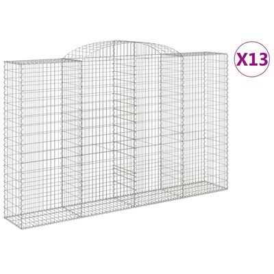 vidaXL Gabionkurver buede 13 stk 300x50x180/200 cm galvanisert jern