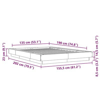 vidaXL Sengeramme svart 135x190 cm konstruert tre