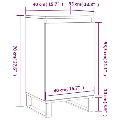 vidaXL Skjenker 2 stk grå sonoma 40x35x70 cm konstruert tre