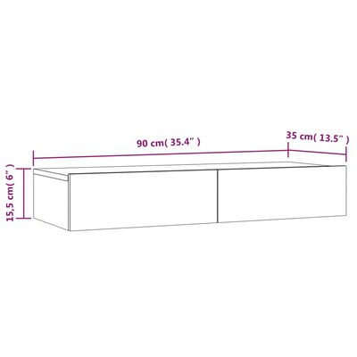 vidaXL TV-benk med LED-lys høyglans grå 90x35x15,5 cm