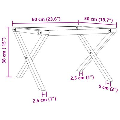 vidaXL Ben for salongbord X-ramme 60x50x38 cm støpejern