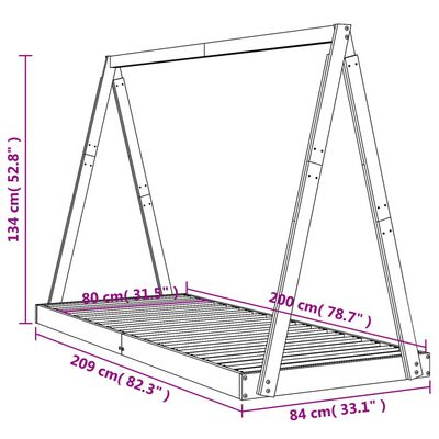 vidaXL Barnesengeramme 80x200 cm heltre furu