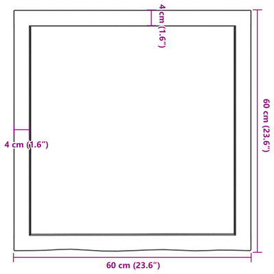 vidaXL Bordplate 60x60x(2-6) cm ubehandlet heltre eik