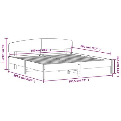 vidaXL Sengeramme uten madrass 180x200 cm heltre furu