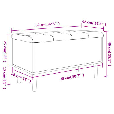 vidaXL Oppbevaringsbenk grå sonoma 82x42x46 cm konstruert tre