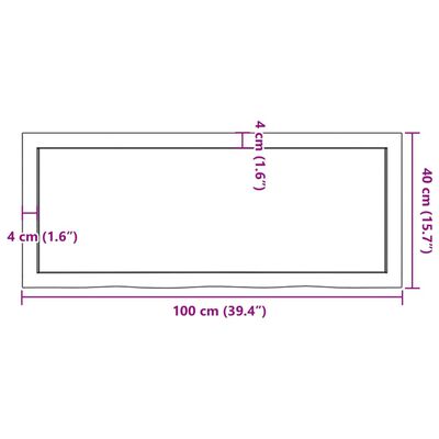 vidaXL Benkeplate til bad mørkebrun 100x40x(2-6) cm behandlet heltre