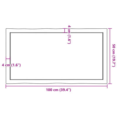 vidaXL Bordplate lysebrun 100x50x(2-4)cm behandlet heltre naturlig