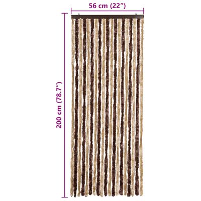 vidaXL Insektgardin lysebrun og beige 56x200 cm chenille