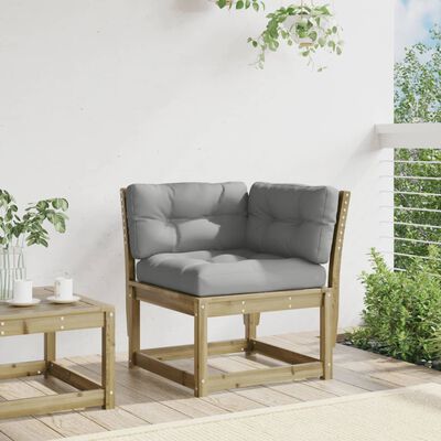 vidaXL Hagesofa for hjørne med pute 73x73x78 cm impregnert furu