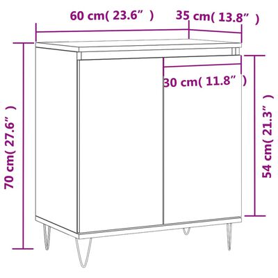 vidaXL Skjenk grå sonoma 60x35x70 cm konstruert tre