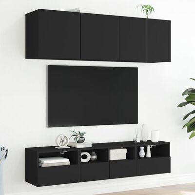 vidaXL Veggmonterte TV-benker 2 stk svart 40x30x30 cm konstruert tre