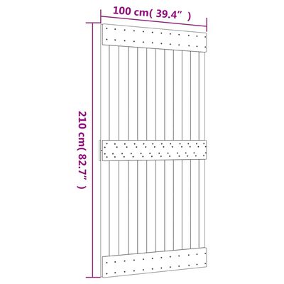 vidaXL Skyvedør med monteringstilbehør 100x210 cm heltre furu