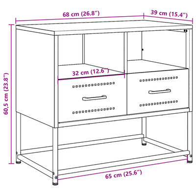 vidaXL TV-benk rosa 68x39x60,5 cm stål