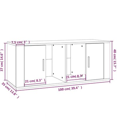 vidaXL TV-benk grå sonoma 100x35x40 cm konstruert tre