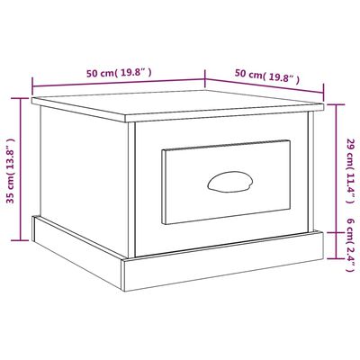 vidaXL Salongbord brun eik 50x50x35 cm konstruert tre