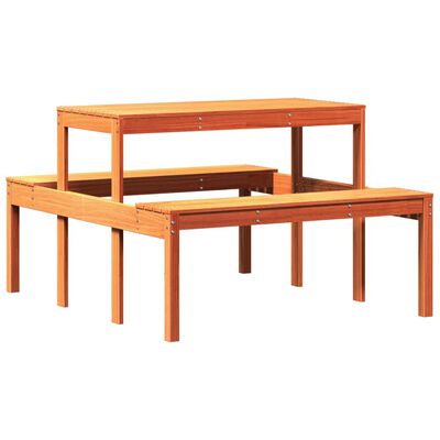 vidaXL Piknikbord voksbrun 110x134x75 cm heltre furu