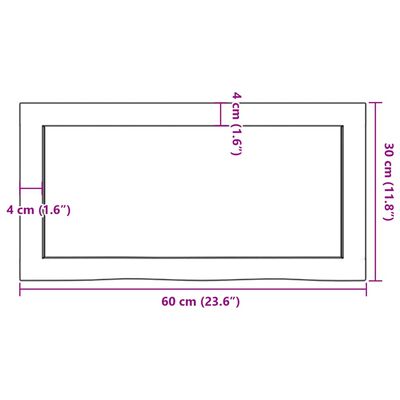 vidaXL Benkeplate til bad mørkebrun 60x30x(2-6) cm behandlet heltre