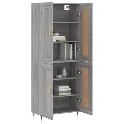 vidaXL Highboard grå sonoma 69,5x34x180 cm konstruert tre