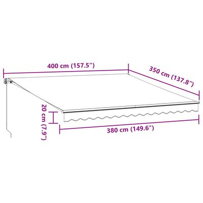 vidaXL Manuell uttrekkbar markise antrasitt og hvit 400x350 cm