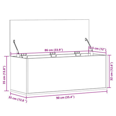 vidaXL Oppbevaringsboks grå sonoma 90x35x35 cm konstruert tre