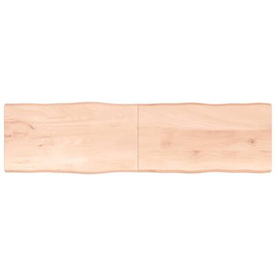 vidaXL Bordplate 220x60x(2-4) cm ubehandlet heltre eik naturlig kant