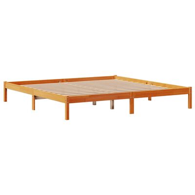 vidaXL Sengeramme med hodegavl voksbrun 200x200 cm heltre furu