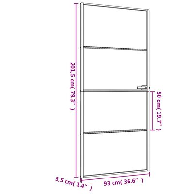 vidaXL Innerdør slank svart 93x201,5 cm herdet glass og aluminium