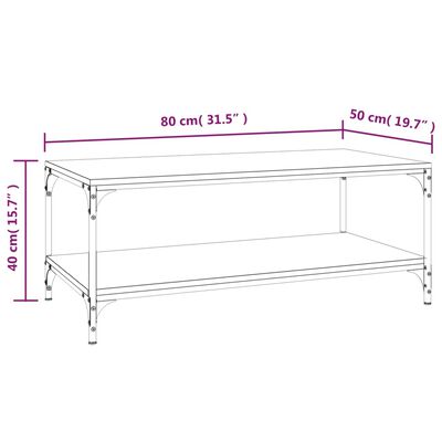 vidaXL Salongbord svart 80x50x40 cm konstruert tre