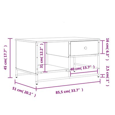 vidaXL Salongbord svart 85,5x51x45 cm konstruert tre